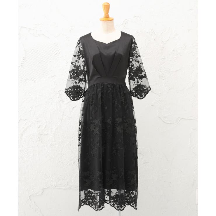 ブラック | 結婚式 レース ワンピース | DRESS+