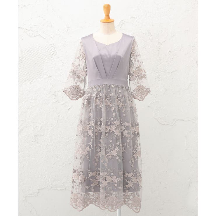 グレー | 結婚式 レース ワンピース | DRESS+