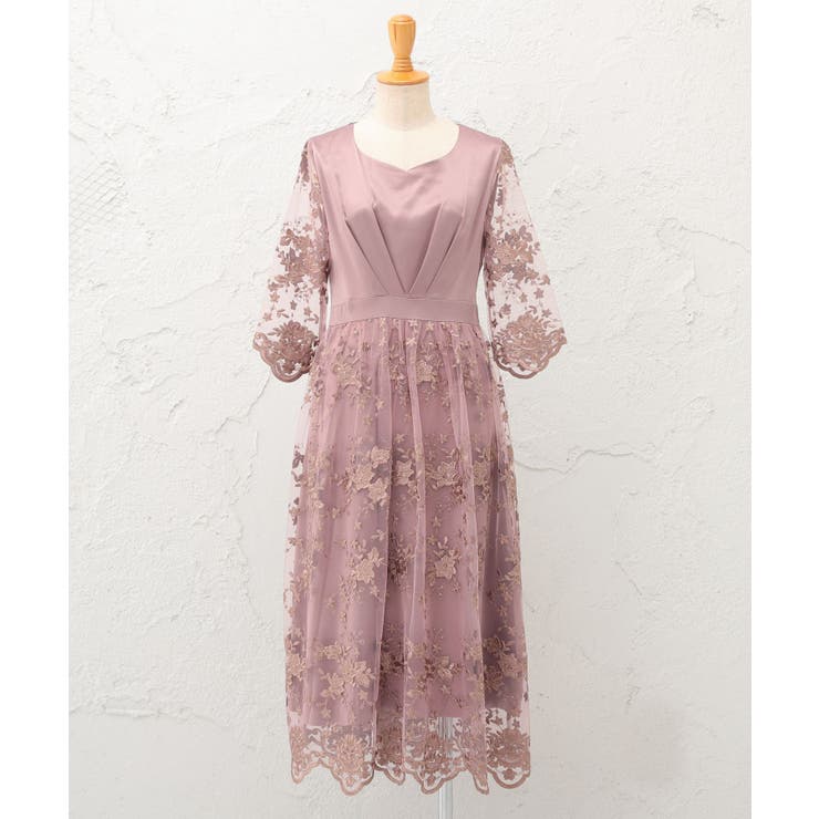 ピンク | 結婚式 レース ワンピース | DRESS+