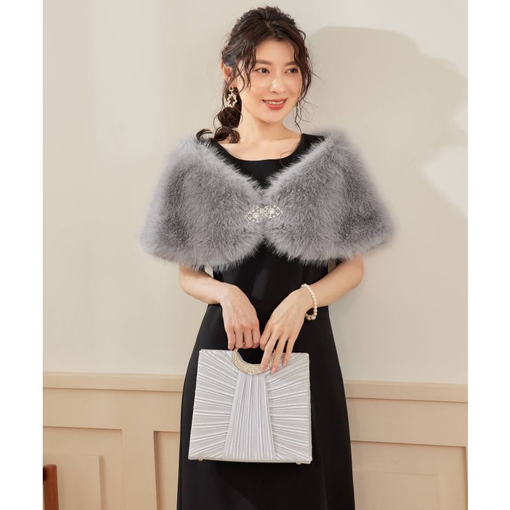 ショール ラビットフェイクファー  コサージュ付き[品番：DSSW0004726]｜DRESS+（ドレスプラス）のレディースファッション通販｜SHOPLIST（ショップリスト）