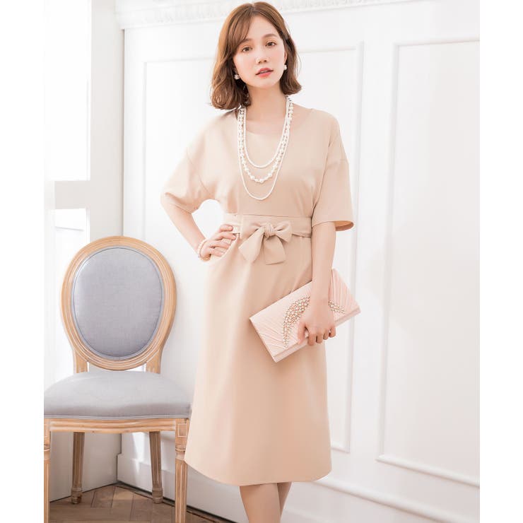 ベージュ | 結婚式 ワンピース パーティードレス | DRESS+