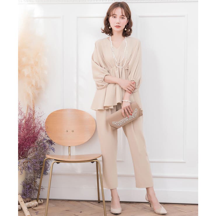 ベージュ | セットアップ パンツ ブラウス | DRESS+