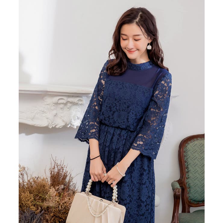 ネイビー | ワンピース 結婚式 ドレス | DRESS+