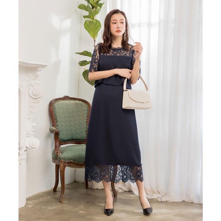 ネイビー | 結婚式 2次会 ワンピース | DRESS+