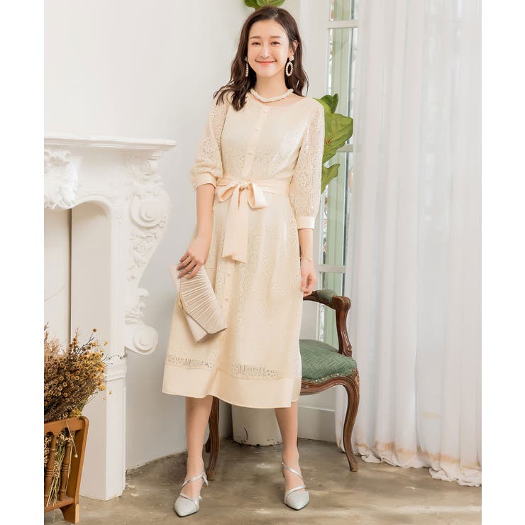 ベージュ | 結婚式 パーティードレス ワンピース | DRESS+