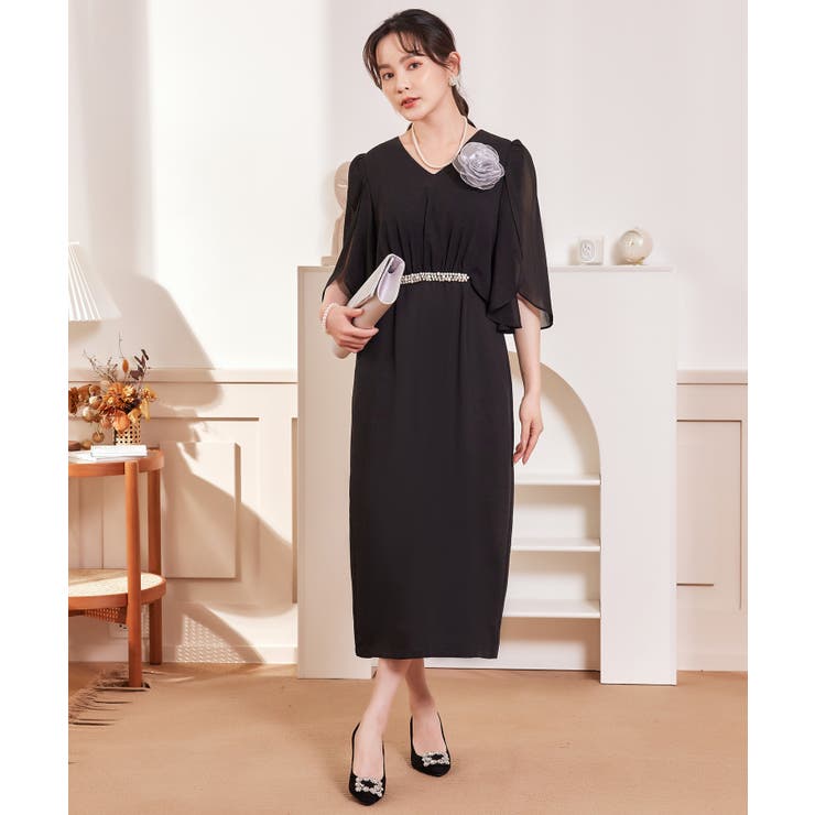 大人気❤️秋のひざ丈ドレス　シンプルで女子会やパーティーに最適 Amazon | [EightSTAR Dress] 結婚式ドレス お呼ばれ パーティー