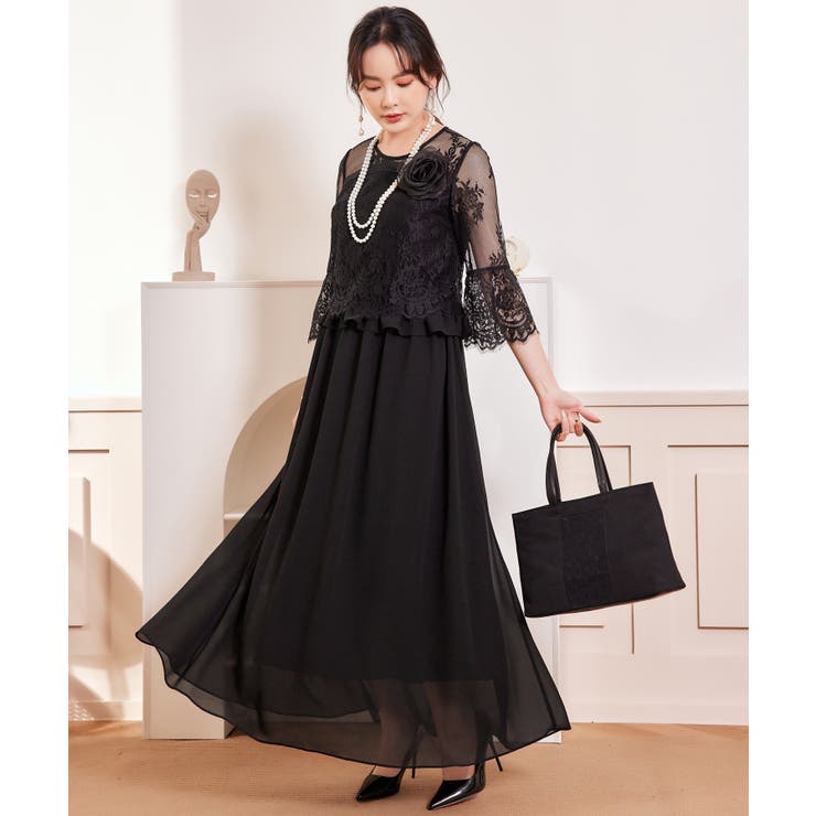 ブラック | ワンピース レース 披露宴 | DRESS+