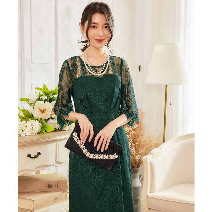 パーティードレス ワンピース レース 披露宴 結婚式 フォーマル秋[品番：DSSW0002651]｜DRESS+（ドレスプラス ）のレディースファッション通販｜SHOPLIST（ショップリスト）
