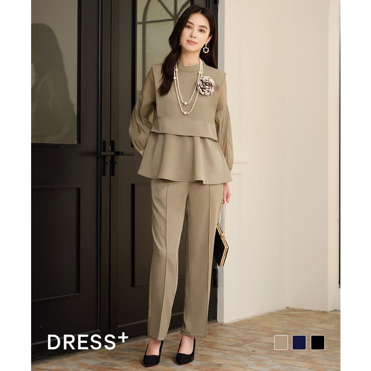 ペプラムパンツセットアップ パーティースーツ | DRESS+ | 詳細画像1 