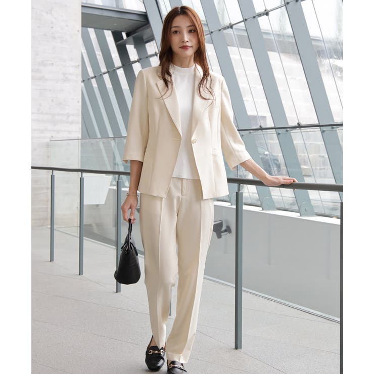 ベージュ | 一つボタンがリラクシーなセットアップスーツ | DRESS+