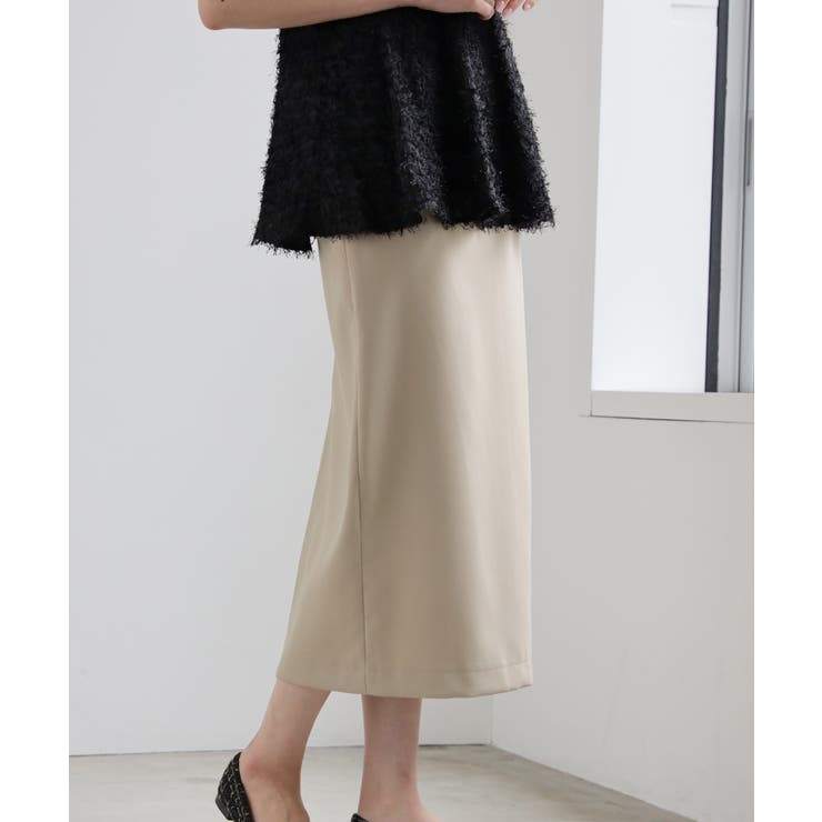 ベージュ | 深スリットのきれいめタイトスカート | DRESS+