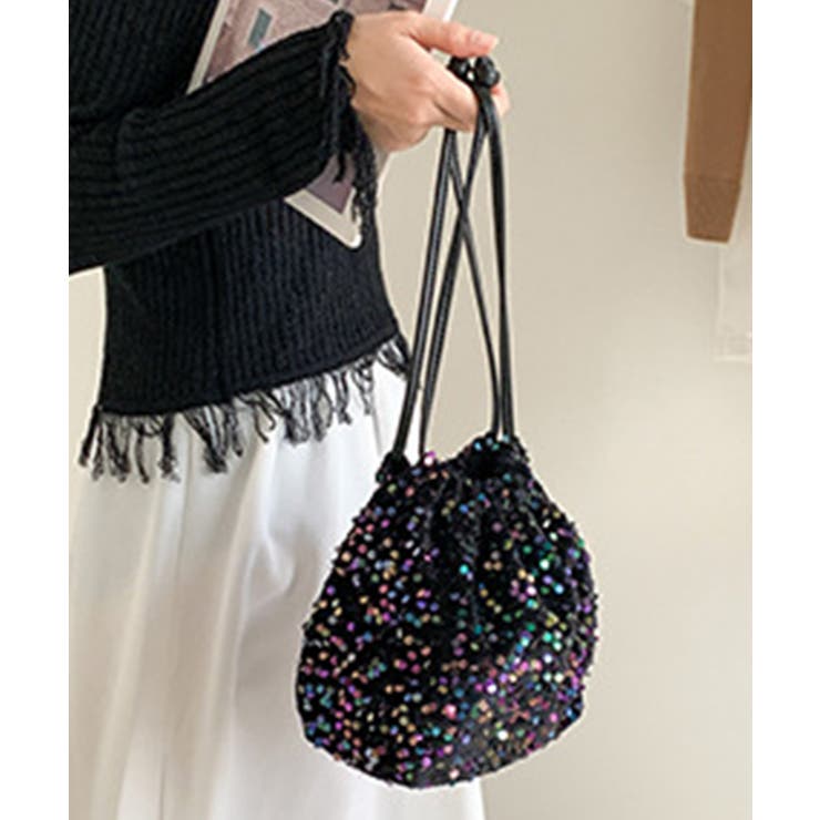 キラキラ輝くスパンコール巾着バッグ | DRESS+ | 詳細画像9 