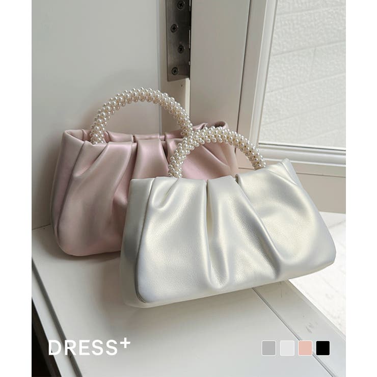 ギャザーデザインのパールハンドル付きバッグ  | DRESS+ | 詳細画像1 