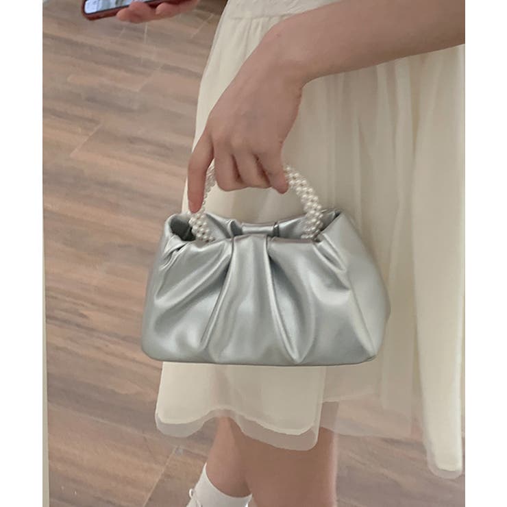 ギャザーデザインのパールハンドル付きバッグ  | DRESS+ | 詳細画像2 