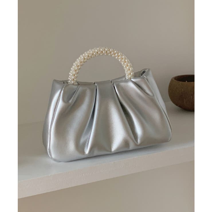 ギャザーデザインのパールハンドル付きバッグ  | DRESS+ | 詳細画像6 