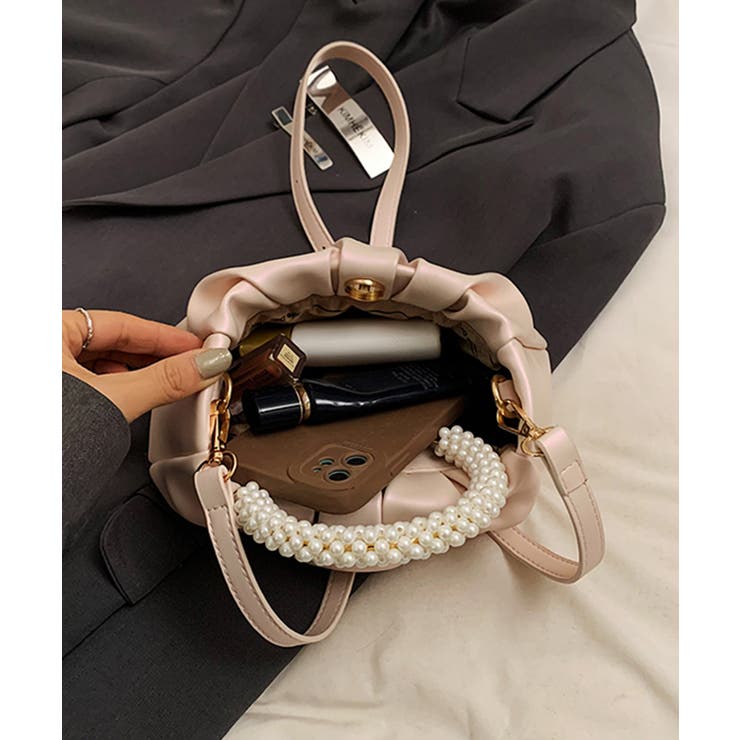 ギャザーデザインのパールハンドル付きバッグ  | DRESS+ | 詳細画像35 