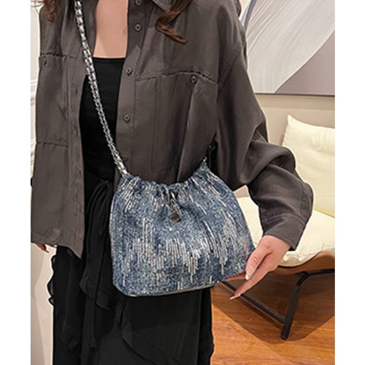 きらめくデニム素材のショルダーバッグ | DRESS+ | 詳細画像3 