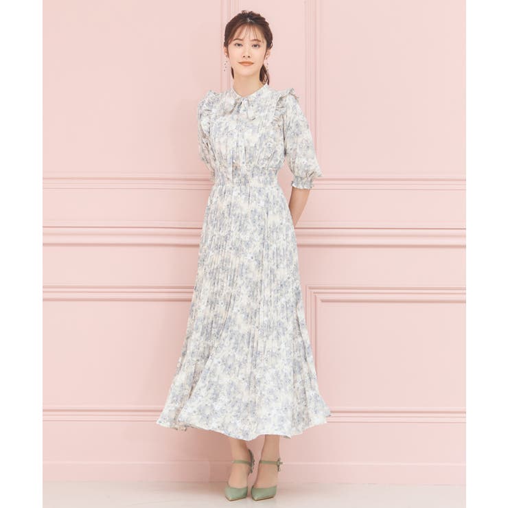 他の人はこちらも検索 ワンピース 花柄 ミモレ丈[品番 プリーツ 半袖 レトロ柄 ワンピース