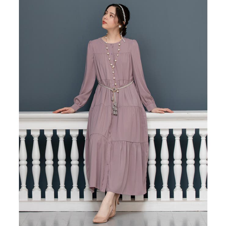 ダークラベンダー | ワンピース ガウン フレア | DRESS+