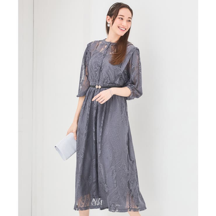 チャコール | ワンピース レース パーティードレス | DRESS+