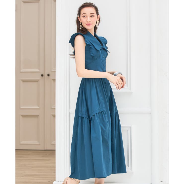 ワンピース ミモレ丈 ノースリーブ ワイドカラー ウエスト切替秋卒業式 成人式 | DRESS+ | 詳細画像25 