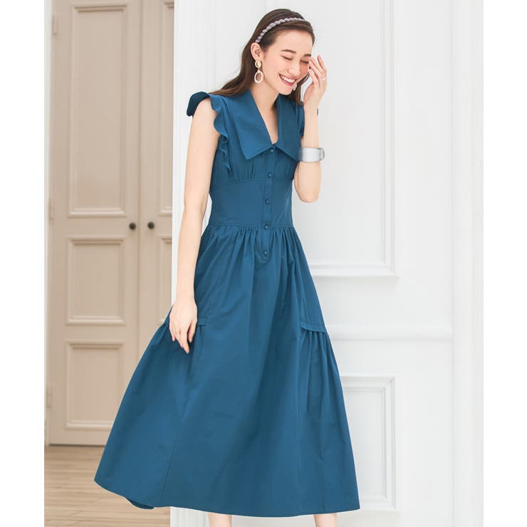 ワンピース ミモレ丈 ノースリーブ ワイドカラー ウエスト切替秋卒業式 成人式 | DRESS+ | 詳細画像29 