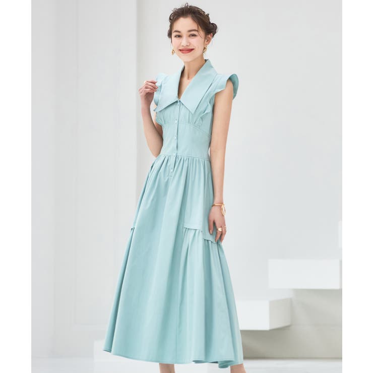 ワンピース ミモレ丈 ノースリーブ ワイドカラー ウエスト切替秋卒業式 成人式 | DRESS+ | 詳細画像11 