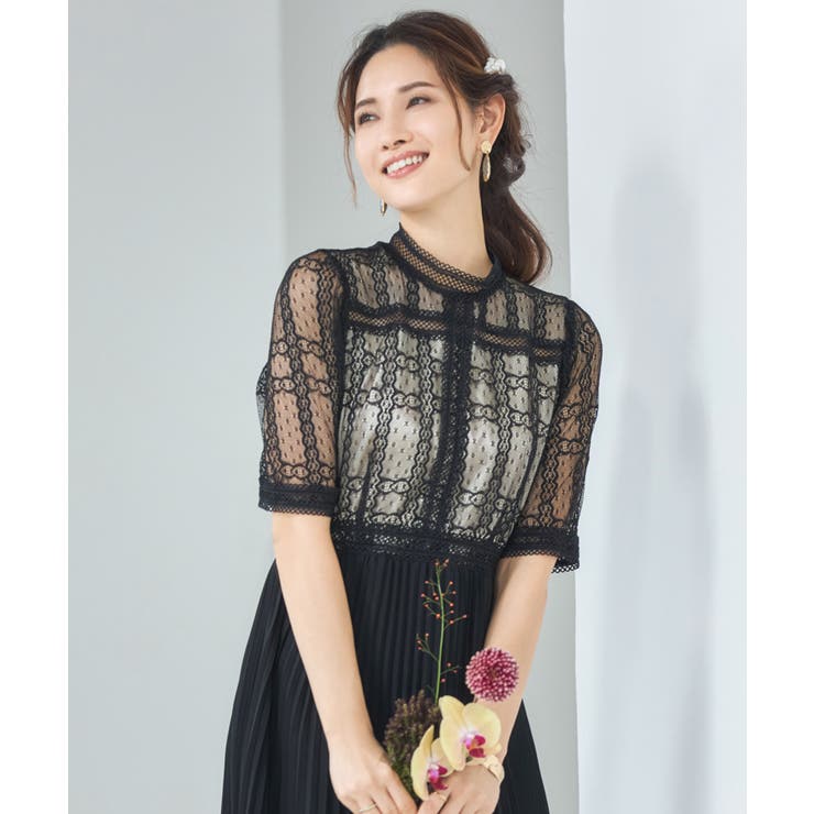 パーティードレス シアー レース ワンピース S-L 韓国 7-308 GIRL DRESS FOR NOW パーティードレス ロング 40代 結婚式 10代