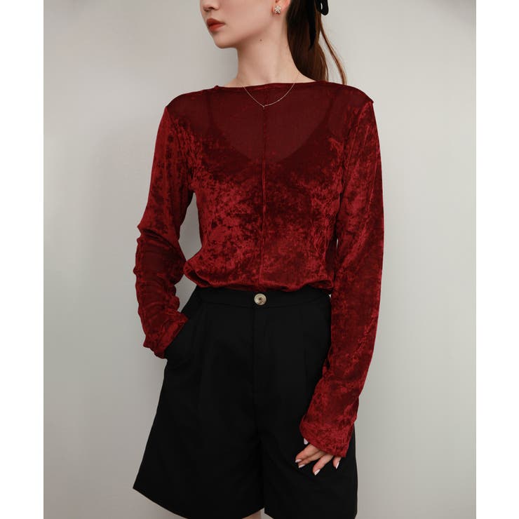 ベロア トップス シャツ 長袖  透け感[品番：DSSW0004947]｜DRESS+（ドレスプラス）のレディースファッション通販｜SHOPLIST（ショップリスト）
