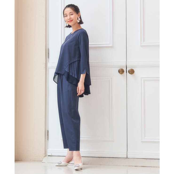 結婚式 パンツドレス セットアップ パーティー プリーツ[品番