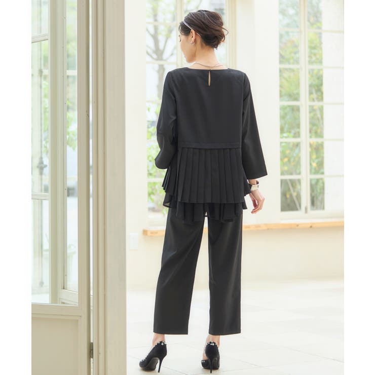 結婚式 パンツドレス セットアップ パーティー プリーツ[品番