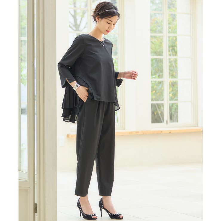 結婚式 パンツドレス セットアップ パーティー プリーツ[品番