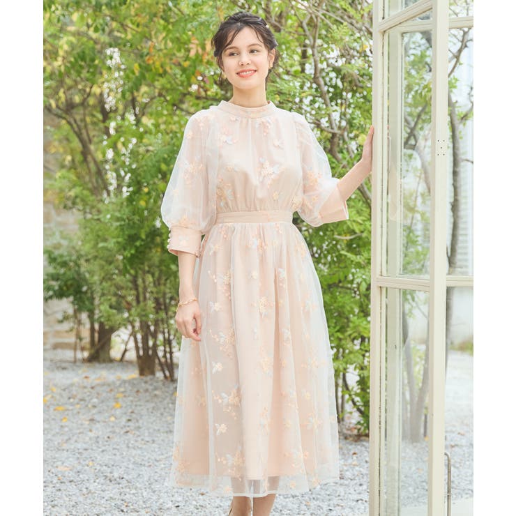 チュールドレス ワンピース パーティードレス ミモレ丈[品番