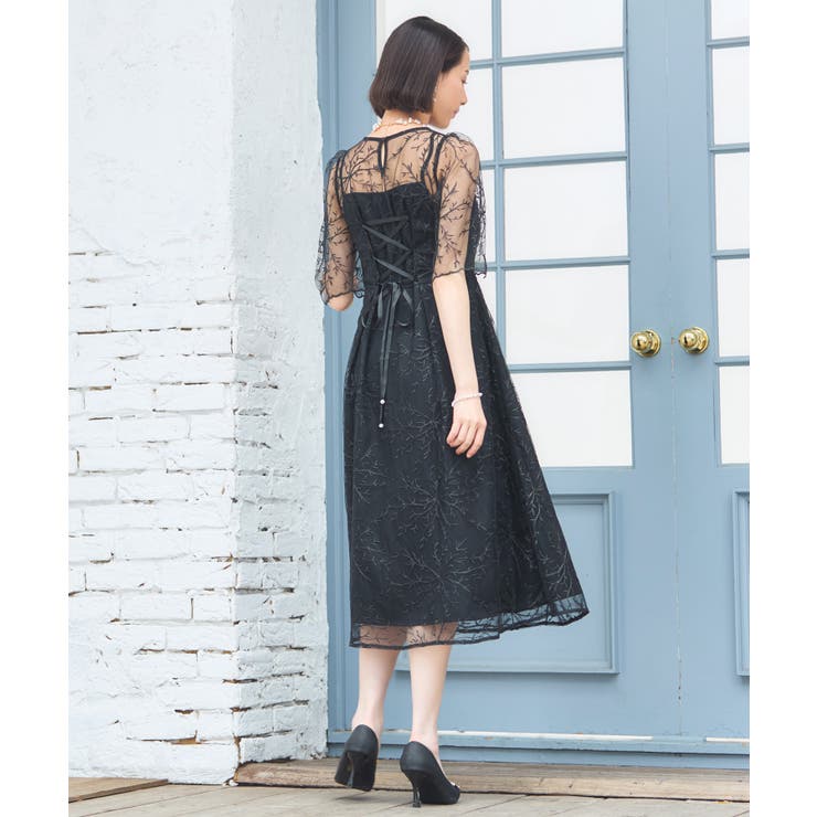 パーティードレス ワンピース 総レース 結婚式[品番：DSSW0004383