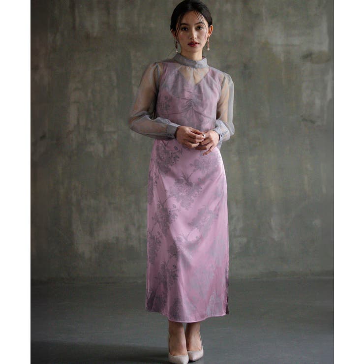 スモークピンク | ドレス セット 2way 結婚式 シアーブラウス | DRESS+