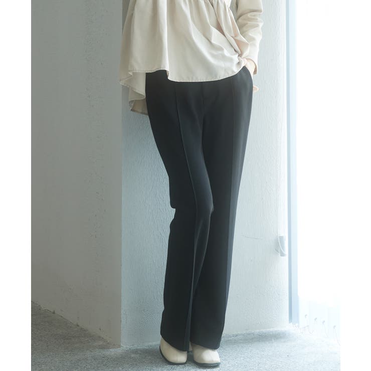 ブラック | ウエストゴムストレッチフレアパンツ | SAISON DE PAPILLON 