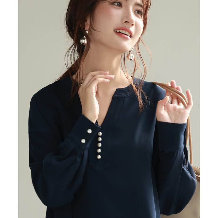 パール付きキーネックブラウス | SAISON DE PAPILLON  | 詳細画像42 