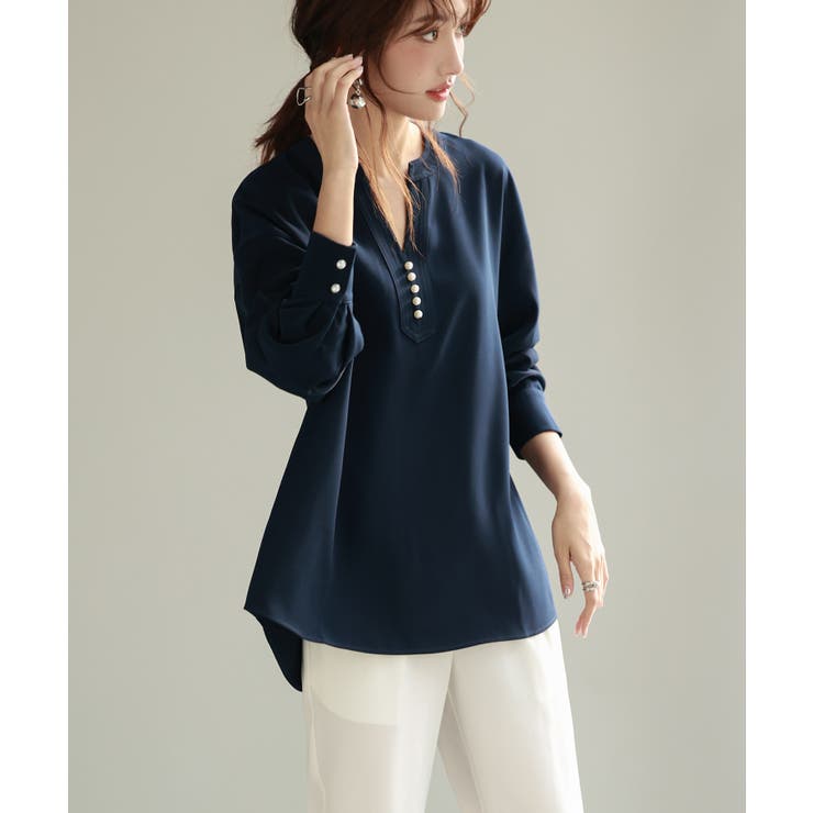 パール付きキーネックブラウス | SAISON DE PAPILLON  | 詳細画像40 