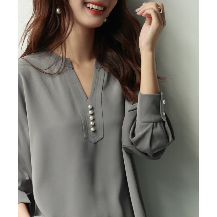 パール付きキーネックブラウス | SAISON DE PAPILLON  | 詳細画像32 