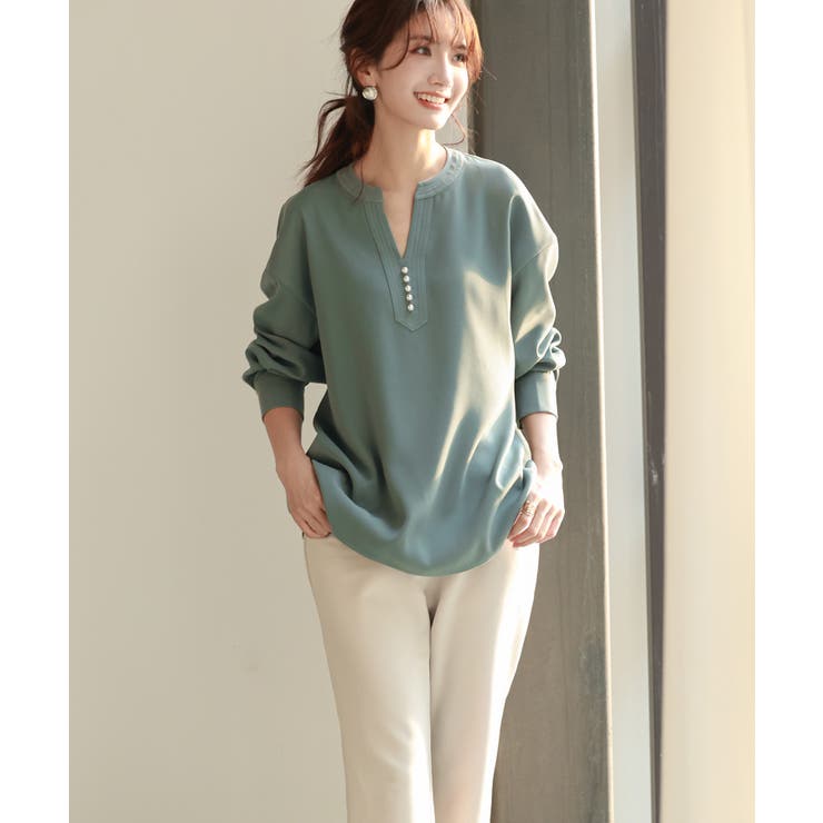 パール付きキーネックブラウス | SAISON DE PAPILLON  | 詳細画像8 