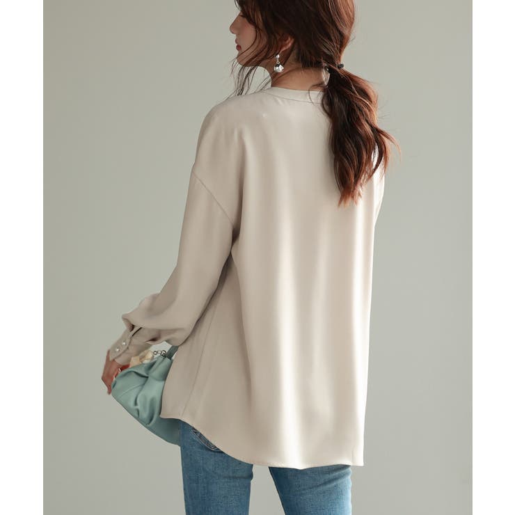 パール付きキーネックブラウス | SAISON DE PAPILLON  | 詳細画像14 