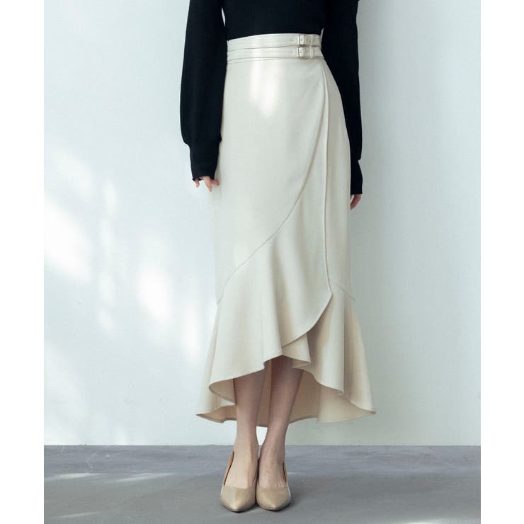 ラップ風ダブルベルトミモレ丈スカート | SAISON DE PAPILLON  | 詳細画像3 