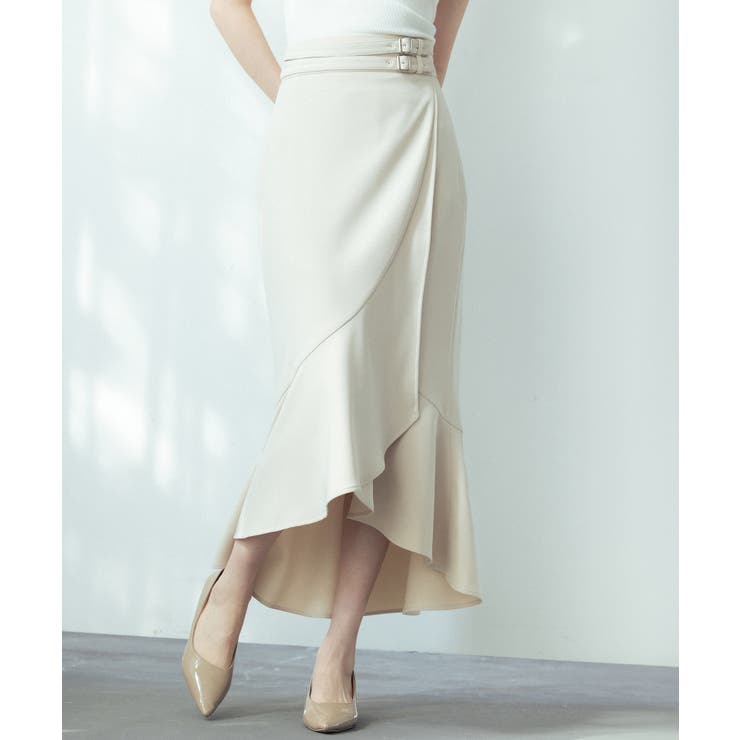 ラップ風ダブルベルトミモレ丈スカート | SAISON DE PAPILLON  | 詳細画像5 