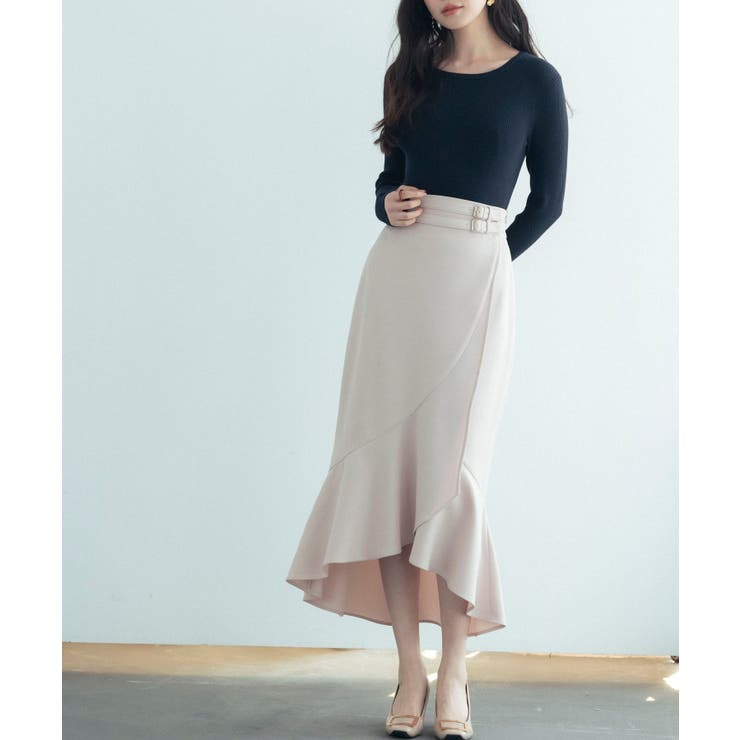 ラップ風ダブルベルトミモレ丈スカート | SAISON DE PAPILLON  | 詳細画像20 