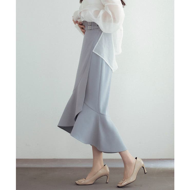 【SPORTMAX】GARBO ダブルラップベルト付き ミモレ丈 スカート セゾンドパピヨン SAISON DE PAPILLON ラップ風ダブルベルト