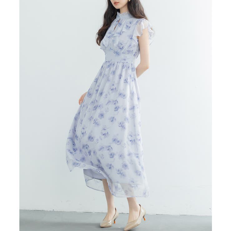 花柄シフォン生地ミモレ丈ワンピース | SAISON DE PAPILLON  | 詳細画像23 