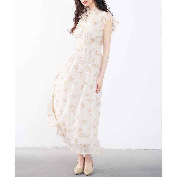 花柄シフォン生地ミモレ丈ワンピース | SAISON DE PAPILLON  | 詳細画像5 