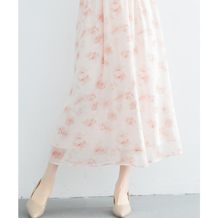 花柄シフォン生地ミモレ丈ワンピース | SAISON DE PAPILLON  | 詳細画像21 