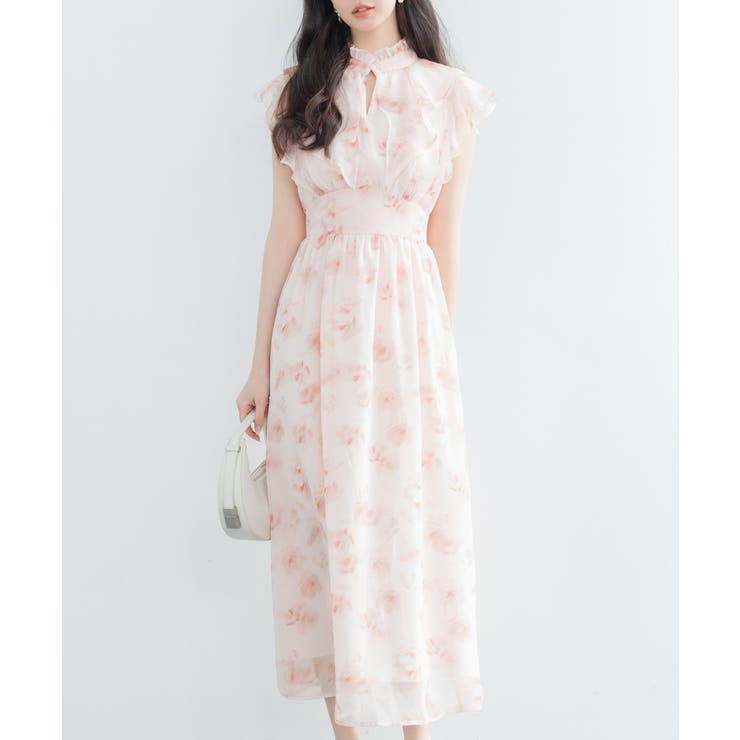 花柄シフォン生地ミモレ丈ワンピース | SAISON DE PAPILLON  | 詳細画像15 