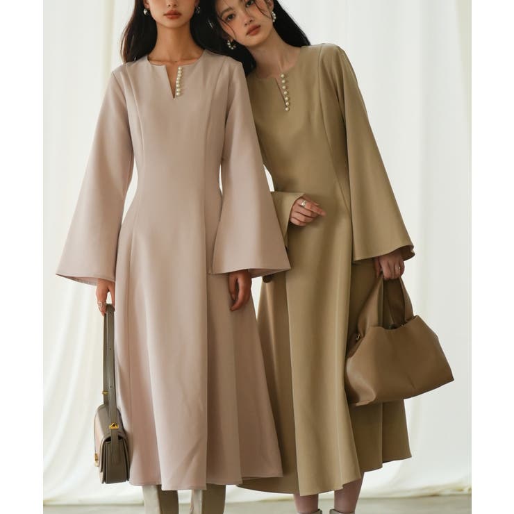 パール付きキーネックフレアワンピース | SAISON DE PAPILLON  | 詳細画像22 